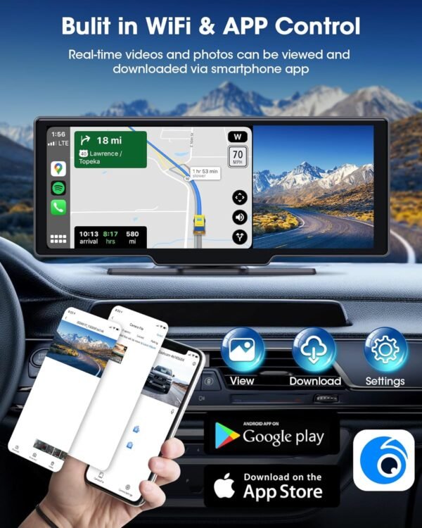 Avylet 10.26'' CarPlay Con Dash Cam 3K, Retrocamera E Interna 1080P: Registra In Loop, Visione Notturna E OTA!