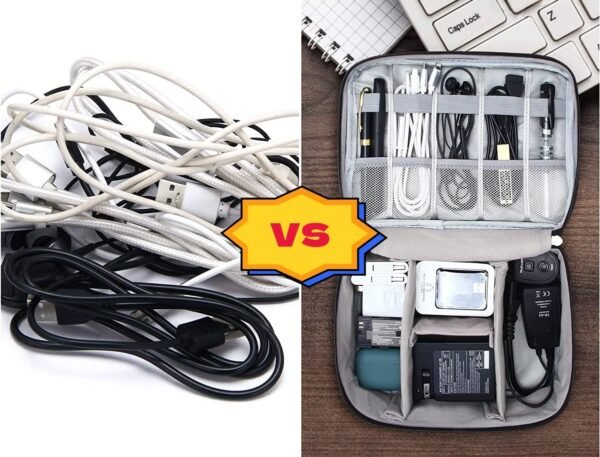 Organizer Cavi, Borsa Accessori Elettronici, Borsa Organizer per Cavi Elettrici, Organizzatore Multifunzione per Fotocamera Disco Rigido Caricatore, Elettronica Viaggio Custodia Organizzatore(grigio) - Image 3