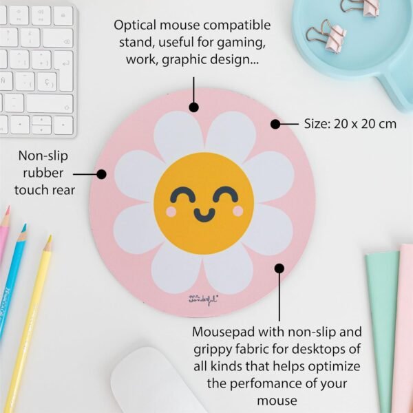 WONDEE Mr Wonderful - Set regalo Margherita Pendrive originale USB 32 GB + tappetino per mouse per bambini rotondo antiscivolo, regali originali per donne e ragazze - Image 4