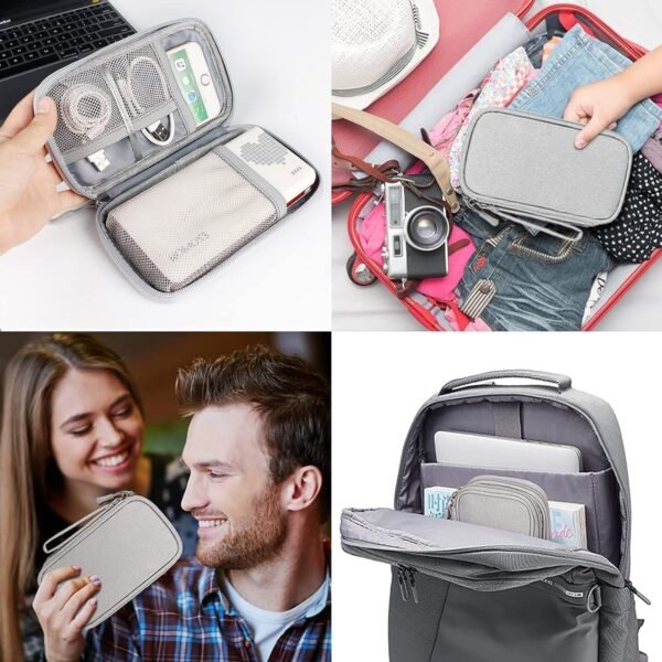 MHYMX Organizer da viaggio per elettronica, organizer per cavi da viaggio, piccola borsa tecnologica, organizer universale per caricabatterie, gadget da viaggio, custodia per cavi, power bank e - Image 7