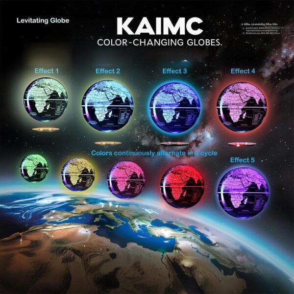 Globi magnetici galleggianti e levitanti Mappa del mondo da 3 "con luci a led, decorazioni da ufficio per uomini Regali di compleanno unici - Image 2