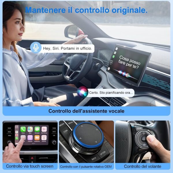 Adattatore Wireless CarPlay - connessione Bluetooth, Plug and Play, compatibile con la maggior parte delle auto, funziona con iOS 10 e versioni successive, nonché con Android 11 e versioni successive - Image 5