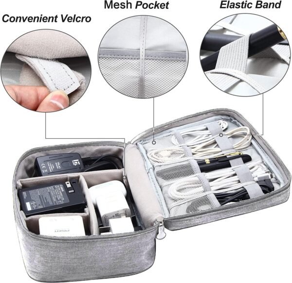 Organizer Cavi, Borsa Accessori Elettronici, Borsa Organizer per Cavi Elettrici, Organizzatore Multifunzione per Fotocamera Disco Rigido Caricatore, Elettronica Viaggio Custodia Organizzatore(grigio) - Image 7