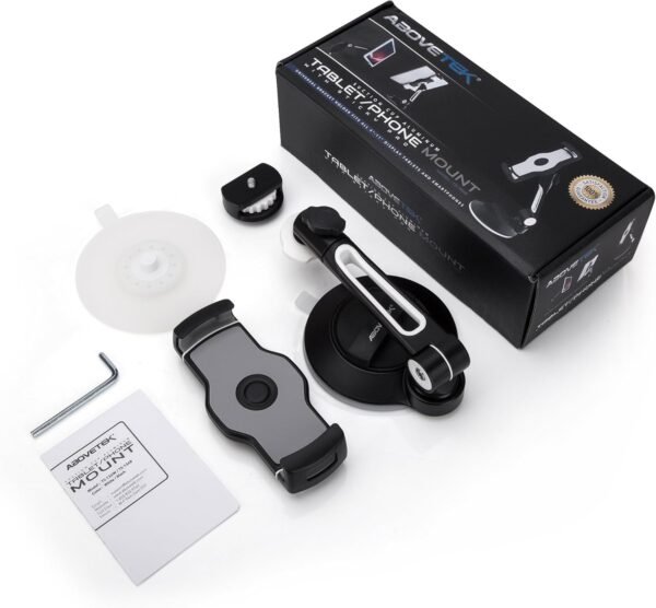 AboveTEK Supporto Pieghevole per Tablet per Auto, Supporto per iPad da 4-11" con Supporto a Ventosa per Parabrezza dell'Auto, Vetro, Letto, Cucina e Ufficio - Nero - Image 7