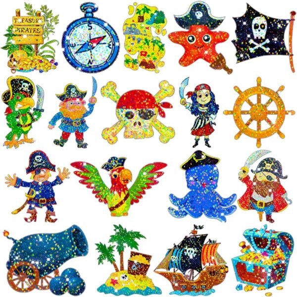 Leesgel Glitter Tatuaggi Pirata per Bambini, 125 Stili Tatuaggi Temporanei Bambini Trasferelli per Bambini, Gadget Compleanno Bambini Festa Compleanno Invitati