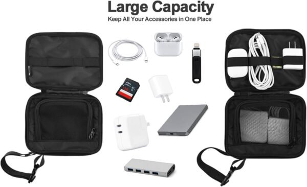 Custodia organizer tecnologica, borsa da viaggio per riporre cavi, borsa per elettronici, organizer per caricabatterie da viaggio, organizer portatile per gadget, borse tecnologiche antiurto - Image 7