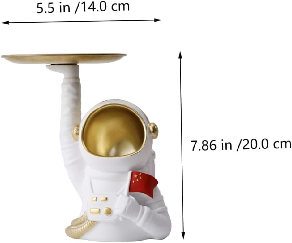 LIFKOME 1 Pc Vassoio Decorativo Marcatore Giocattoli Astronauta Bidone Gadget Banca Contenitori Di Stoccaggio Organizzatore Gingillo Per Ufficio Spaziale Figure Di Astronauti Resina Bianca - Image 5