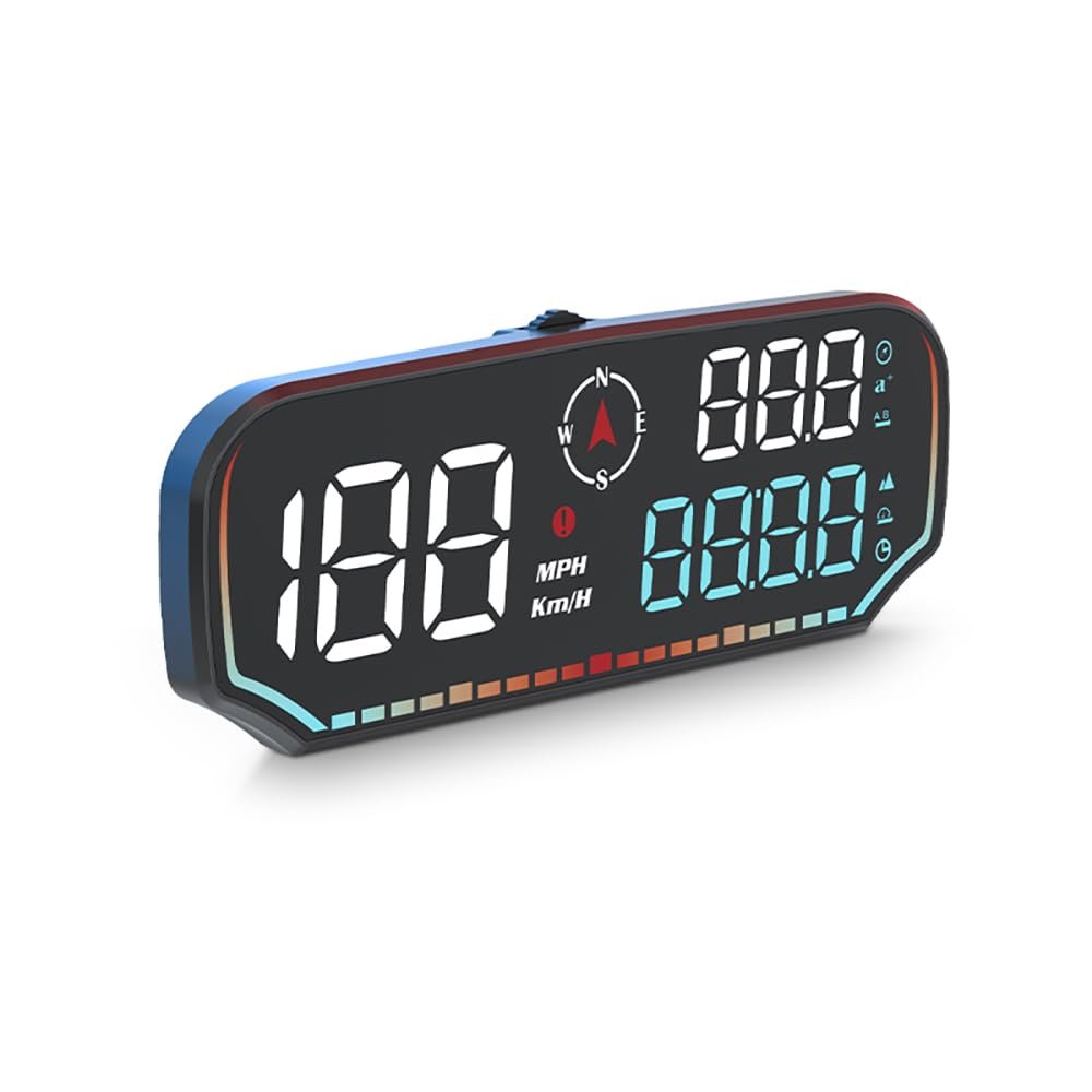 OBEST Car HUD Auto Head Up Display Auto HUD GPS- Tachimetro digitale GPS per auto, Allarme Velocità,con supporto a ventosa girevole