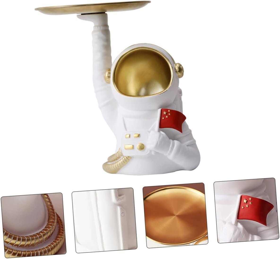 LIFKOME 1 Pc Vassoio Decorativo Marcatore Giocattoli Astronauta Bidone Gadget Banca Contenitori Di Stoccaggio Organizzatore Gingillo Per Ufficio Spaziale Figure Di Astronauti Resina Bianca - Image 8