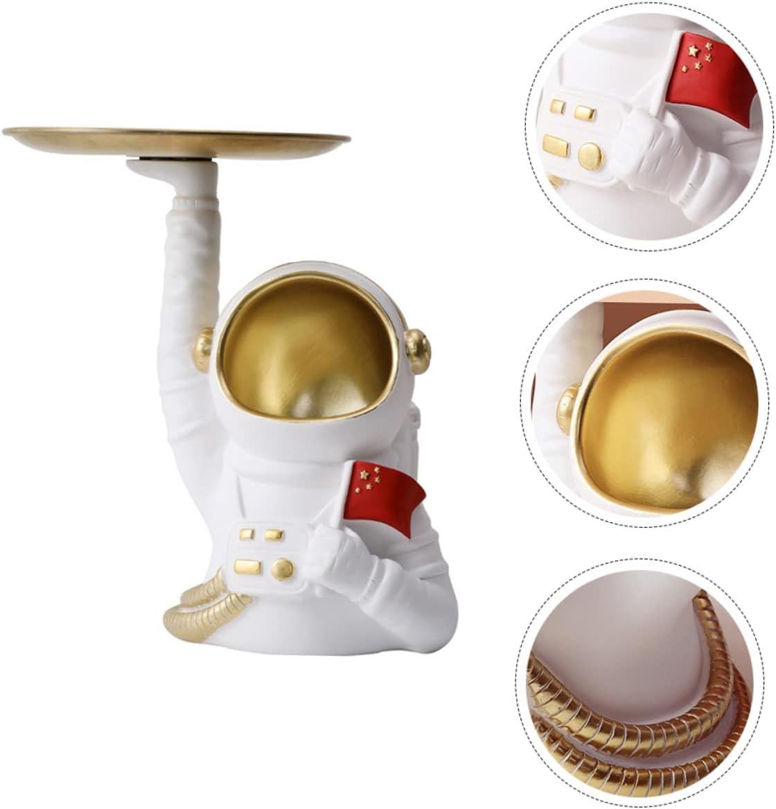 LIFKOME 1 Pc Vassoio Decorativo Marcatore Giocattoli Astronauta Bidone Gadget Banca Contenitori Di Stoccaggio Organizzatore Gingillo Per Ufficio Spaziale Figure Di Astronauti Resina Bianca - Image 2