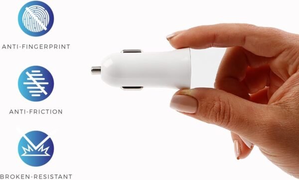 MUTTO Caricatore rapido per accendisigari da auto, 5 V/2 A, con 2 porte USB di ricarica rapida, per tutti i tipi di gadget e smartphone, bianco - Image 4