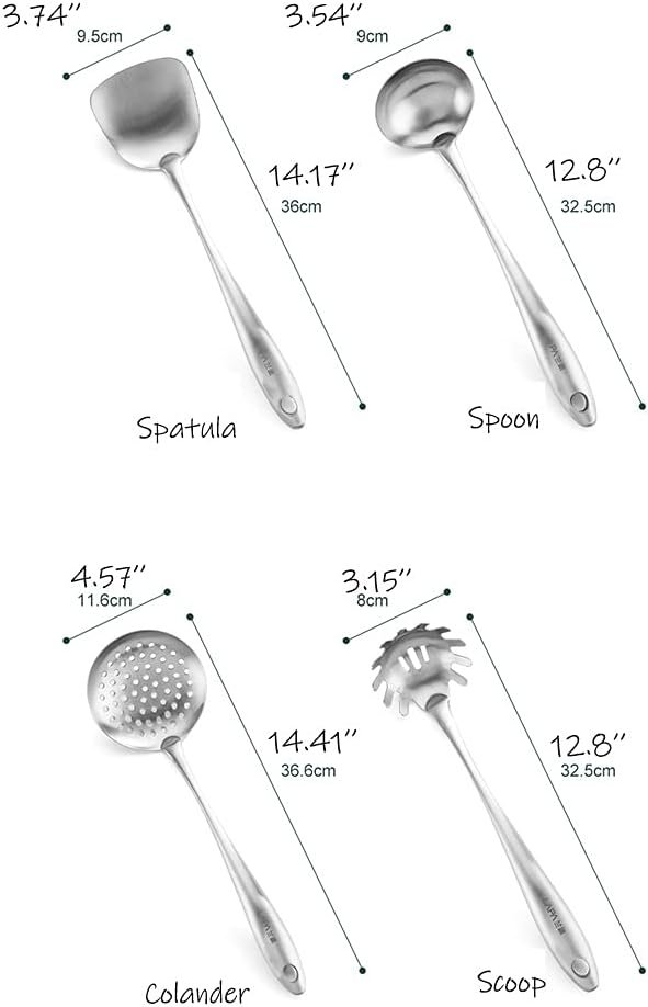 UNISTRORE Set di Utensili da Cucina in Acciaio Set di Utensili da Cucina semplici Pentole Utensili da Cucina in Argento Inaugurazione della casa Attrezzi per ristoranti,4pcs - Image 2