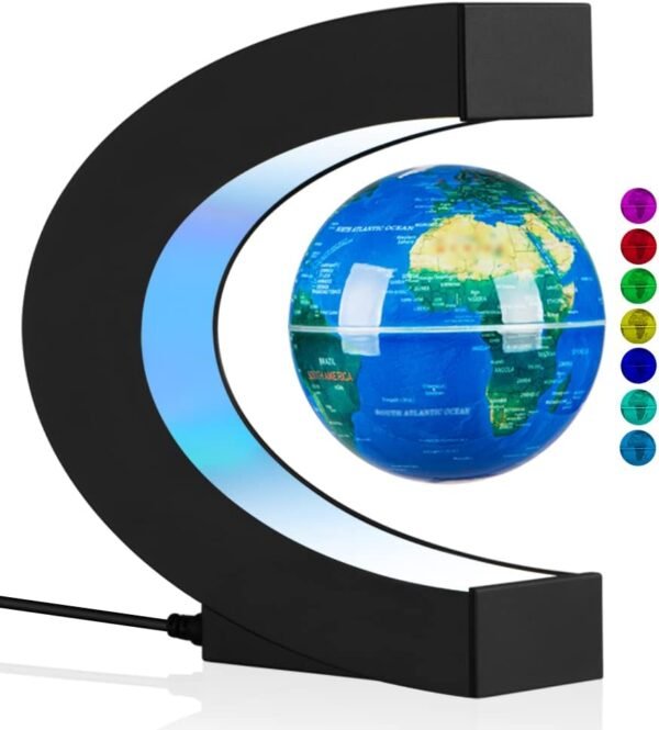 Globo levitante con luci LED, globo magnetico mutevole multicolore a levitazione rotante con mappa del mondo galleggiante lampada globo ufficio casa scrivania decorazione gadget per amico