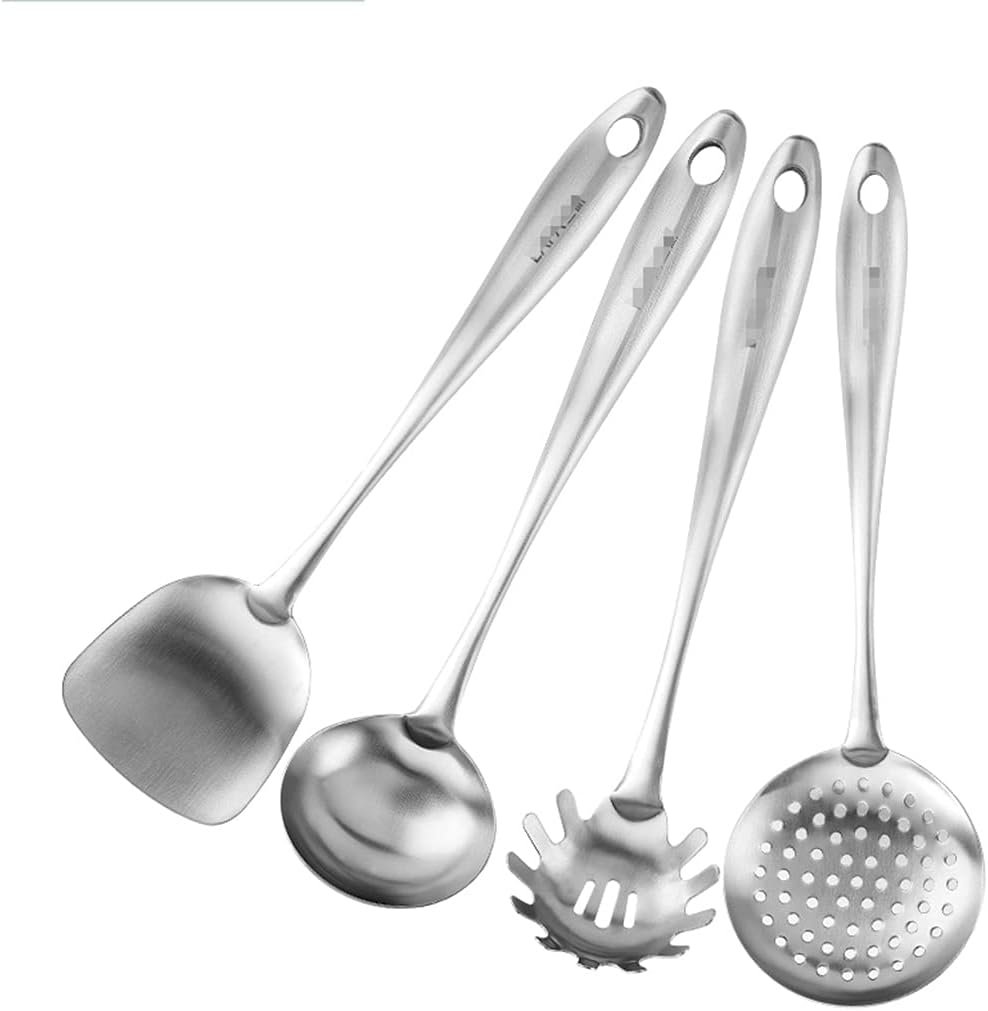 UNISTRORE Set di Utensili da Cucina in Acciaio Set di Utensili da Cucina semplici Pentole Utensili da Cucina in Argento Inaugurazione della casa Attrezzi per ristoranti,4pcs