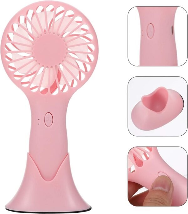 Garneck 1 Pc Ventola Da Tavolo a Doppio Scopo Auto Ventilatore Indossabile Ventilatore Portatile Per Tifoso Personale Ricaricabile Aspiratore Portatile Plastica Abs Rosa - Image 8