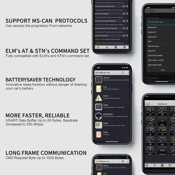 VGATE OBDII Bluetooth, Vlinker FD Scanner OBD OBD2 STRUMENTO Diagnostico Controllare la luce del motore per Android E Windows (Bluetooth 3.0) - Image 3