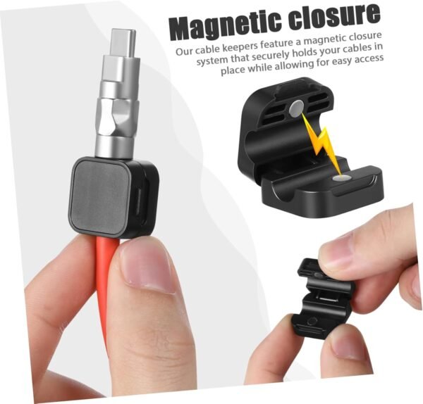 Generico 8 Pezzi Avvolgibobina adesivo accessori tecnologici fermacavi magnetici gestione del cavo sotto la scrivania gadget per ufficio organizzatore di cavi magnetici gestione dei cavi - Image 9
