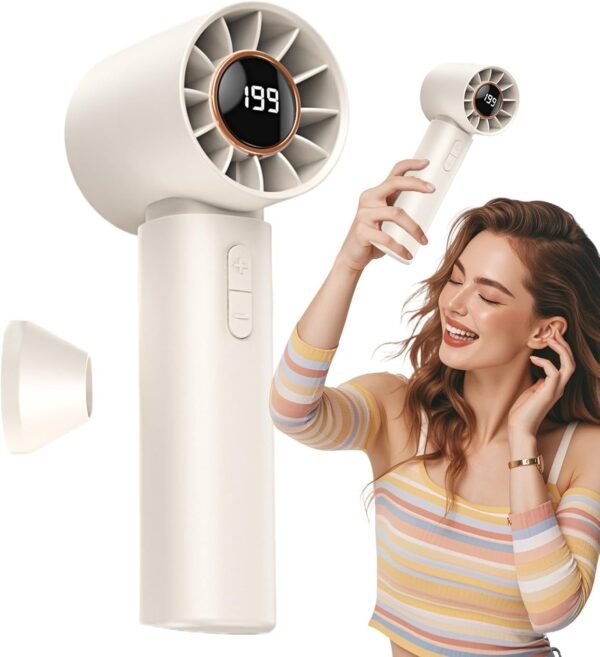 Fan portatile, ventilatore a mano - Travel porta portatile personale con Air Turbo Tech | Potente batteria a batteria, tipo C ricaricabile, motore ad alta velocità, per ragazze, donne, bambini