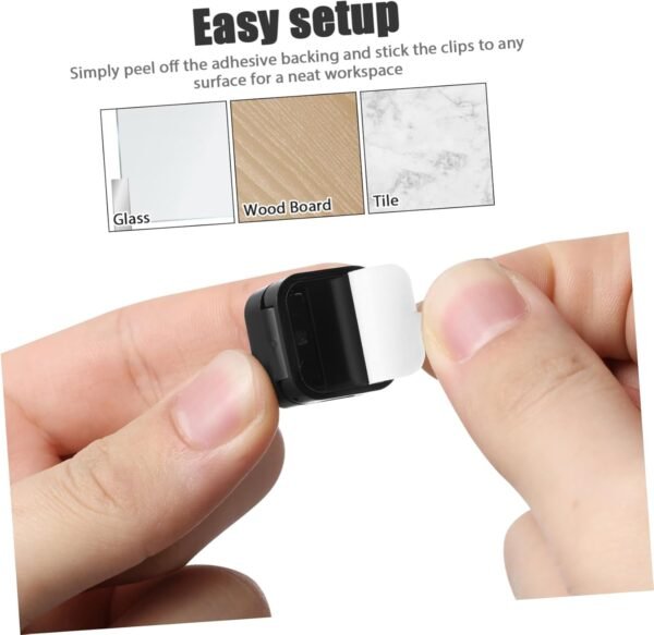 Generico 8 Pezzi Avvolgibobina adesivo accessori tecnologici fermacavi magnetici gestione del cavo sotto la scrivania gadget per ufficio organizzatore di cavi magnetici gestione dei cavi - Image 8