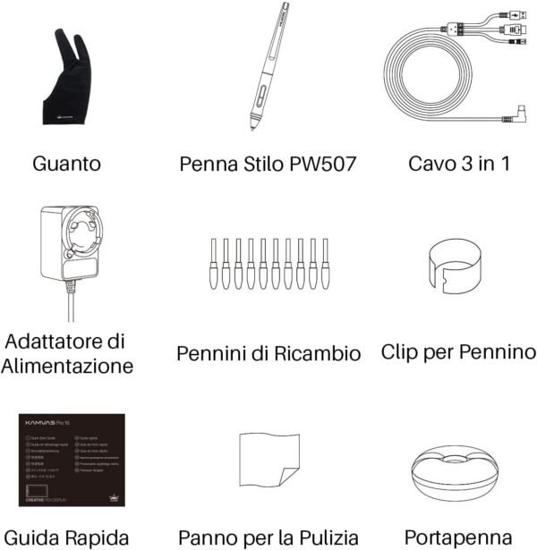 HUION KAMVAS Pro 16 Tavoletta Grafica con Display IPS da 15,6 Pollici con Monitor Grafico Completo in Laminato, 6 Tasti di Scelta Rapida Personalizzabili e 1 Touch Bar e Stilo Senza Batteria - Image 9