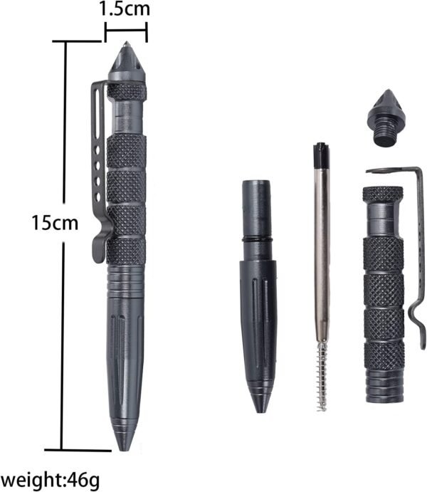 FLYAMAPIRIT Penna a sfera tattica autodifesa con 5 mine aggiuntive per scrivere, penna rompivetro come strumento di emergenza per campeggio all'aperto - Image 2