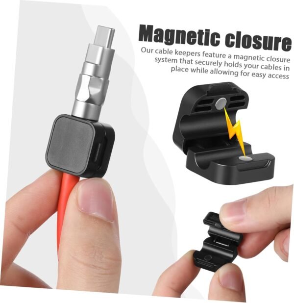 FELTECHELECTR 8 Pezzi Avvolgibobina adesivo gadget per ufficio fermacavi magnetici fascette magnetiche accessori tecnologici organizzatore di cavi magnetici Organizzatore del portacavi AbS Black - Image 8