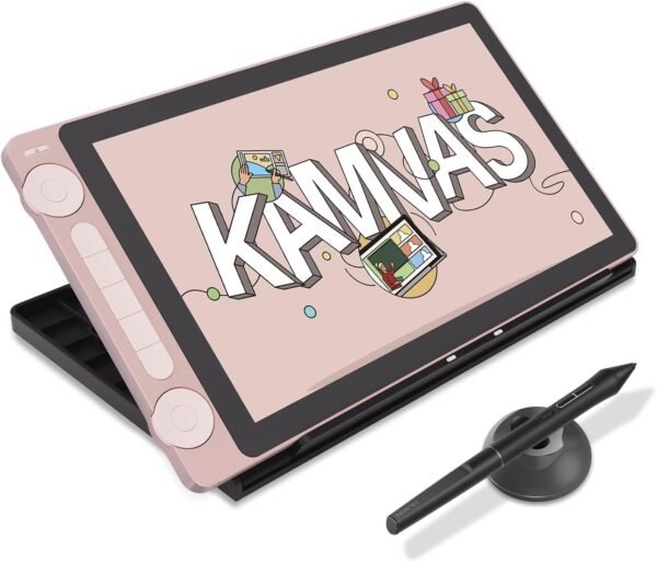 HUION Kamvas 13 (Gen 3) Tavoletta Grafica con Schermo, Monitor da Disegno in Vetro Canvas da 13,3",Vopertura sRGB del 99%, PenTech 4.0, Pressione Penna 16384, Doppi Quadranti,Supporto Regolabile, Rosa