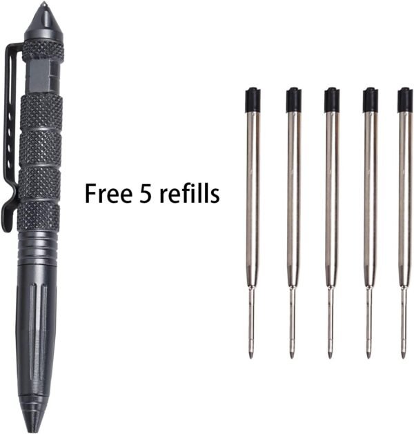 FLYAMAPIRIT Penna a sfera tattica autodifesa con 5 mine aggiuntive per scrivere, penna rompivetro come strumento di emergenza per campeggio all'aperto - Image 7