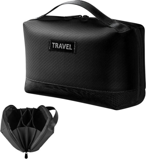 XTDMJ Borsa organizer per cavi aperta a 180°, organizer da viaggio per elettronica, accessori da viaggio, gadget, organizer per gadget, custodia tecnologica con manico, Nero , moderno