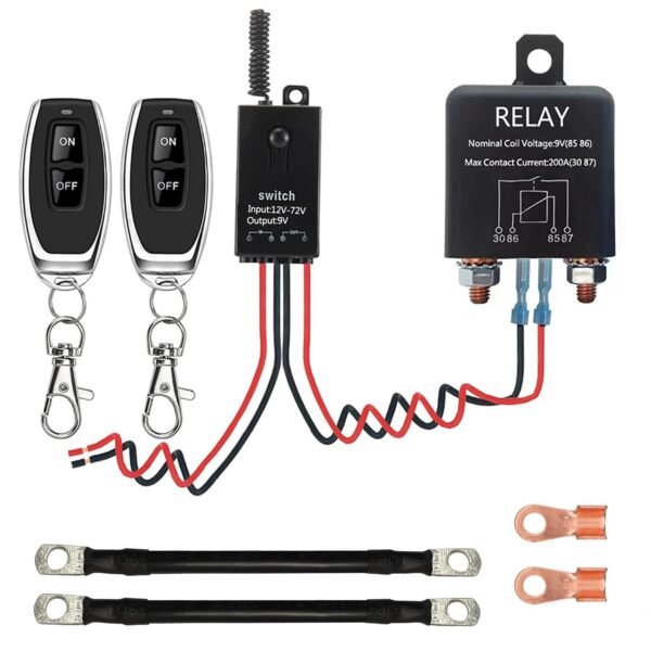 WOODGUILIN Interruttore di separazione per auto radiocomandato, 200 A, interruttore cut-off, DC12 V-72 V, senza fili per dispositivi pesanti, auto, inverter, pompe.