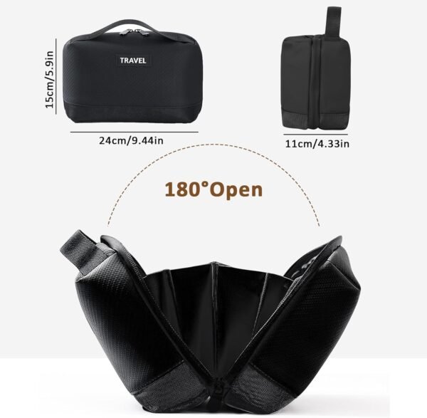 XTDMJ Borsa organizer per cavi aperta a 180°, organizer da viaggio per elettronica, accessori da viaggio, gadget, organizer per gadget, custodia tecnologica con manico, Nero , moderno - Image 2