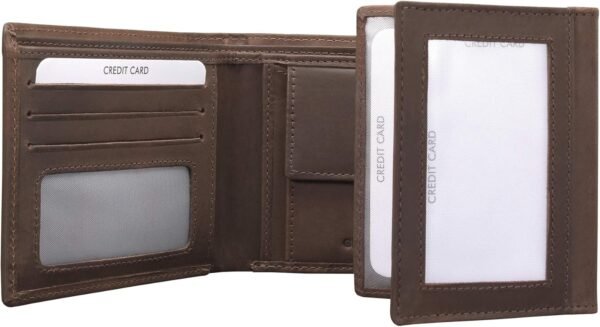 𝗞𝗢𝗥𝗨𝗠𝗔 Portafoglio da uomo con blocco Anti RFID, tasca portamonete bifold - Porta carte di credito intelligente - Marrone (SM-902HBR) - Image 4