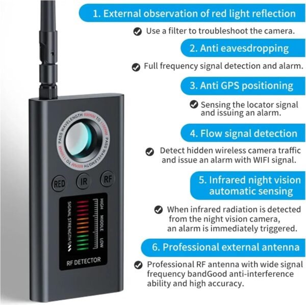 Boyuan Rilevatore Microspie Gadget Anti-spia Rilevatori Di Localizzazione GPS Rilevatori RF, Dispositivi Di Ricerca Bug Per Ufficio Auto Hotel Viaggio - Image 8