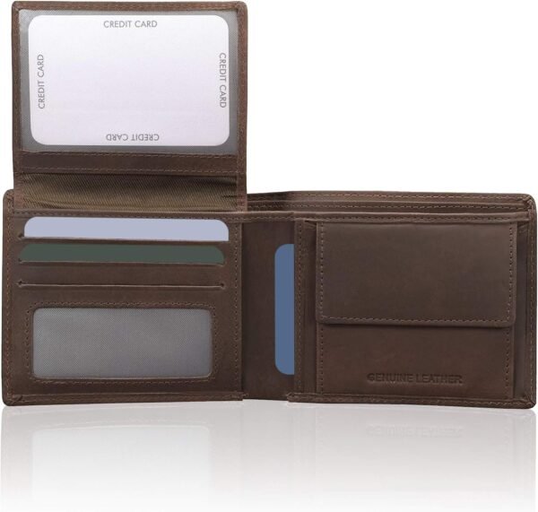 𝗞𝗢𝗥𝗨𝗠𝗔 Portafoglio da uomo con blocco Anti RFID, tasca portamonete bifold - Porta carte di credito intelligente - Marrone (SM-902HBR)