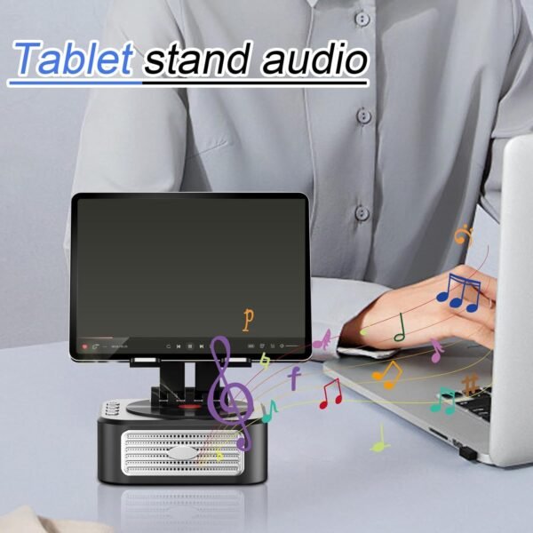 Supporto per telefono cellulare con altoparlante, supporto girevole e pieghevole per tablet, base antiscivolo, gadget tecnologici, supporto per cellulare, per casa, ufficio, uso esterno - Image 2