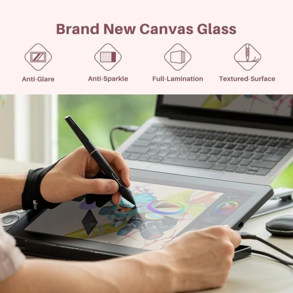 HUION Kamvas 13 (Gen 3) Tavoletta Grafica con Schermo, Monitor da Disegno in Vetro Canvas da 13,3",Vopertura sRGB del 99%, PenTech 4.0, Pressione Penna 16384, Doppi Quadranti,Supporto Regolabile, Rosa - Image 2