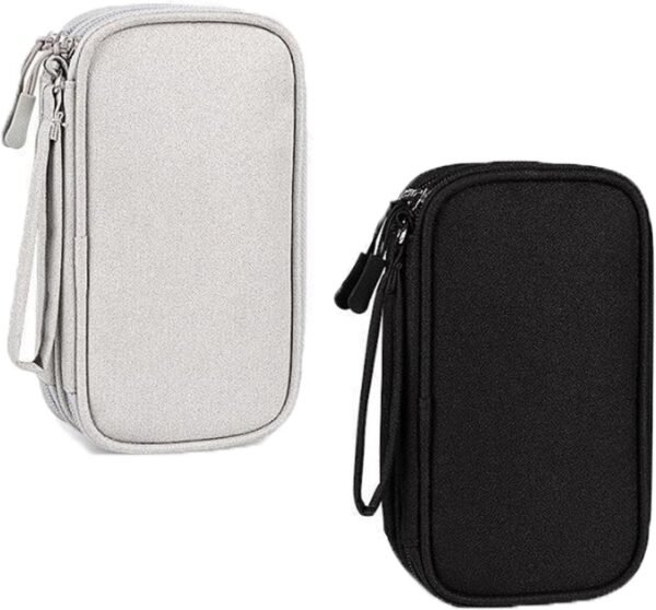 ZQSFPK 2 organizer per cavi, custodia tecnologica, borsa da viaggio, borsa per cavi, organizer per cavi da viaggio, custodia impermeabile, borsa per gadget all-in-one (nero, grigio), Multicolore,