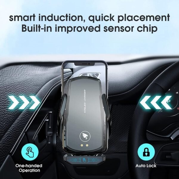 AmazeFan Caricatore Wireless Auto 15W Caricabatterie wireless per cellulari rapido Compatibile con iPhone Samsung Huawei ecc. Supporto per cellulare da auto Rotazione a 360 °, Argento - Image 4