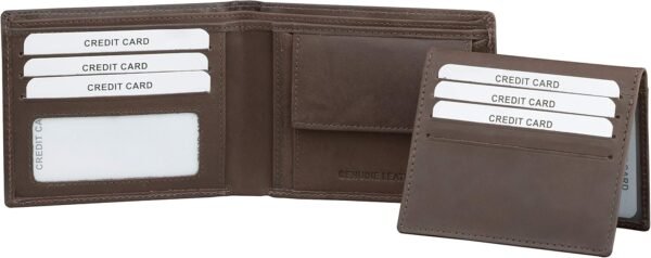 𝗞𝗢𝗥𝗨𝗠𝗔 Portafoglio da uomo con blocco Anti RFID, tasca portamonete bifold - Porta carte di credito intelligente - Marrone (SM-902HBR) - Image 3