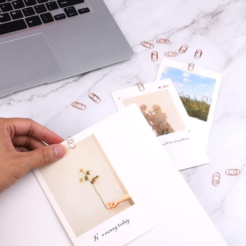 Vicloon Graffetta In Metallo, 130pcs Forma Di Cuore Piccole Graffette, Graffette Ufficio Segnalibri Per Libro, Graffette Di Carta Raccoglitori Clip Per Memo, Carta, Biglietti, Poster, Foto(Oro Rosa) - Image 6