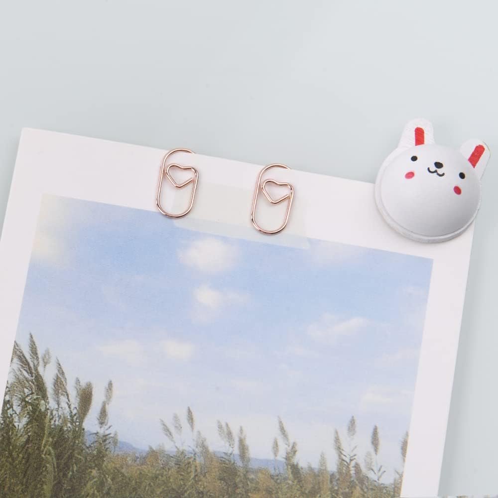 Vicloon Graffetta In Metallo, 130pcs Forma Di Cuore Piccole Graffette, Graffette Ufficio Segnalibri Per Libro, Graffette Di Carta Raccoglitori Clip Per Memo, Carta, Biglietti, Poster, Foto(Oro Rosa) - Image 4