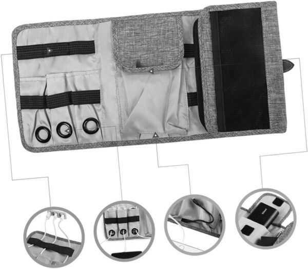 jojofuny Borsa Organizer Per Cavi Di Capacità Custodia Per Cavi Usb Per Elettronica Accessori Da Viaggio Pieghevoli Organizer Tecnologico