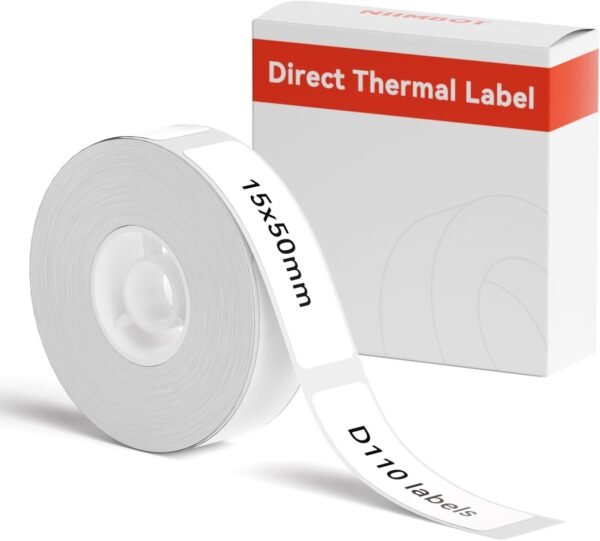 NIIMBOT Etichette termiche (1,5 cm x 5 cm) per D11 D110 D101 H1S, carta adesiva impermeabile 1 rotolo da 130 (bianco)