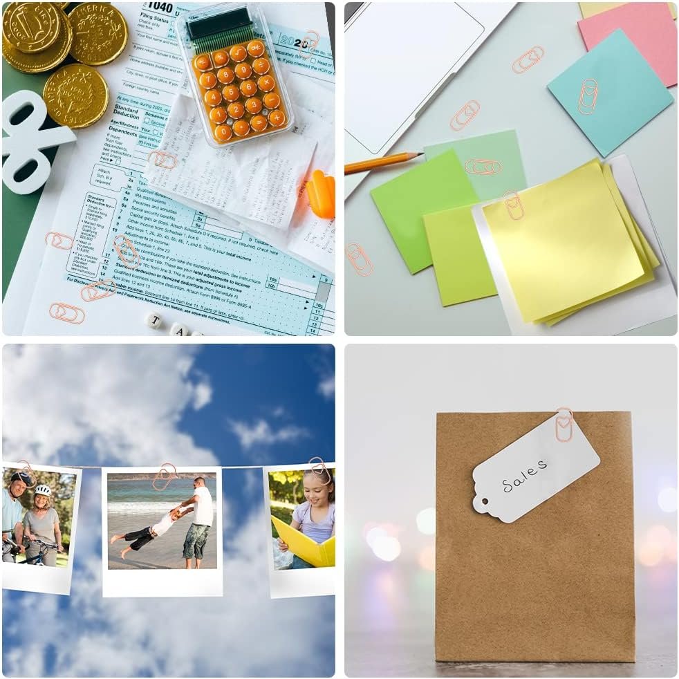 Vicloon Graffetta In Metallo, 130pcs Forma Di Cuore Piccole Graffette, Graffette Ufficio Segnalibri Per Libro, Graffette Di Carta Raccoglitori Clip Per Memo, Carta, Biglietti, Poster, Foto(Oro Rosa) - Image 7
