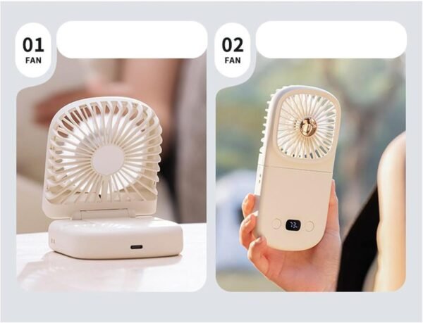 Fan personale portatile, fan di viaggio personale | Ventile a batteria pieghevole con display digitale | Raffreddare gadget, soffiatore di raffreddamento per campeggio desktop per la casa camera da le - Image 6