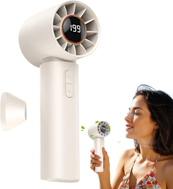 Generico Fan portatile, ventilatore a mano - ventilatore personale con Air Turbo Tech | Potente batteria a batteria, tipo C ricaricabile, motore ad alta velocità, per ragazze, donne, bambini - Image 8