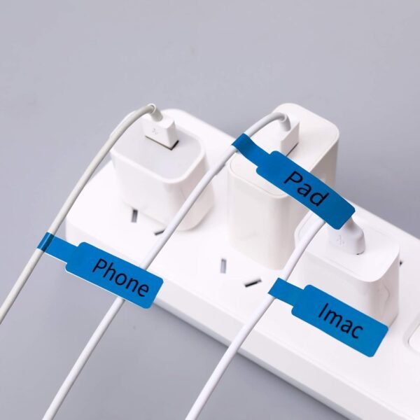 NIIMBOT Cable Label Maker Tape (1,2 x 10,9 cm) Carta adesiva per stampante con autoadesivo per etichettatrice D11/D110/D101/H1S, 1 rotolo da 65 (blu) - Image 3