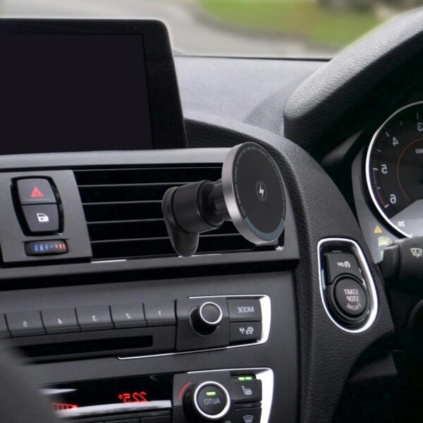 Mikikit caricabatteria per auto caricatore magnetico auto accessori auto smartphone kit valvola acqua manico di stoffa universale Porta cellulare magnetico per bocchetta dell'auto Black - Image 4