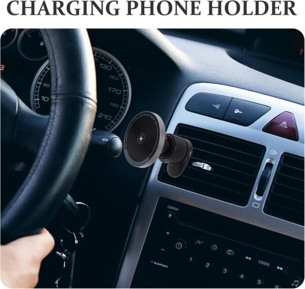 Mikikit caricabatteria per auto caricatore magnetico auto accessori auto smartphone kit valvola acqua manico di stoffa universale Porta cellulare magnetico per bocchetta dell'auto Black - Image 9