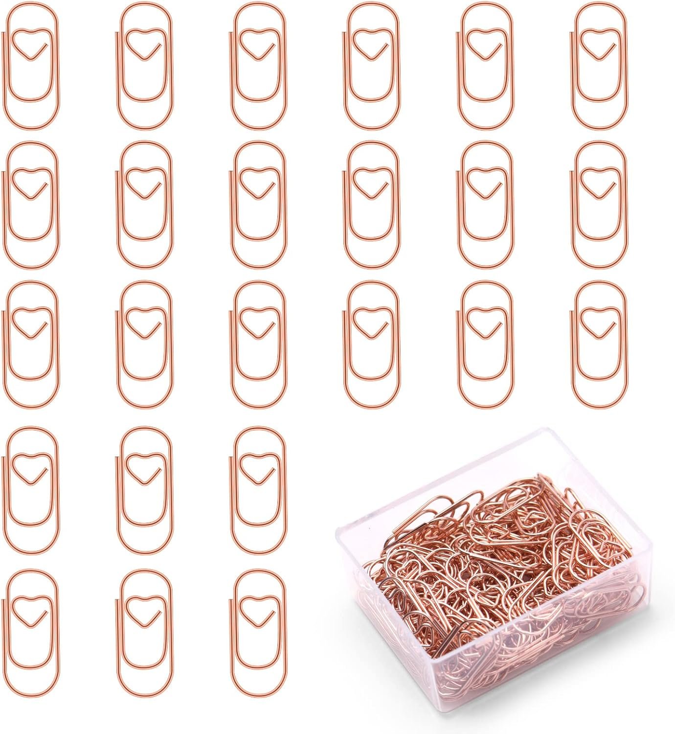 Vicloon Graffetta In Metallo, 130pcs Forma Di Cuore Piccole Graffette, Graffette Ufficio Segnalibri Per Libro, Graffette Di Carta Raccoglitori Clip Per Memo, Carta, Biglietti, Poster, Foto(Oro Rosa)